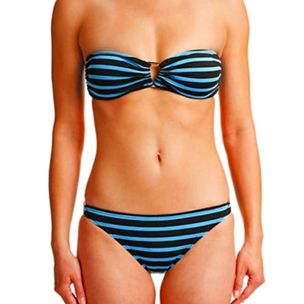 Michael Michael Kors Sophia Striped Hipster Swim suit 2 piece BLUE-Small